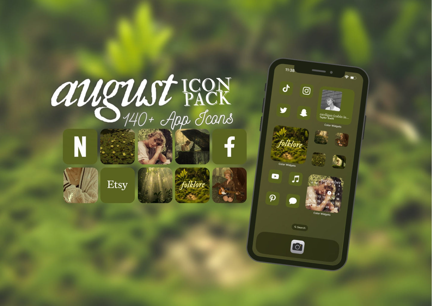 Folklore "August" App Icons | For iPhone, iPad, Android, Custom Widgets, Phone Theme, Swiftie